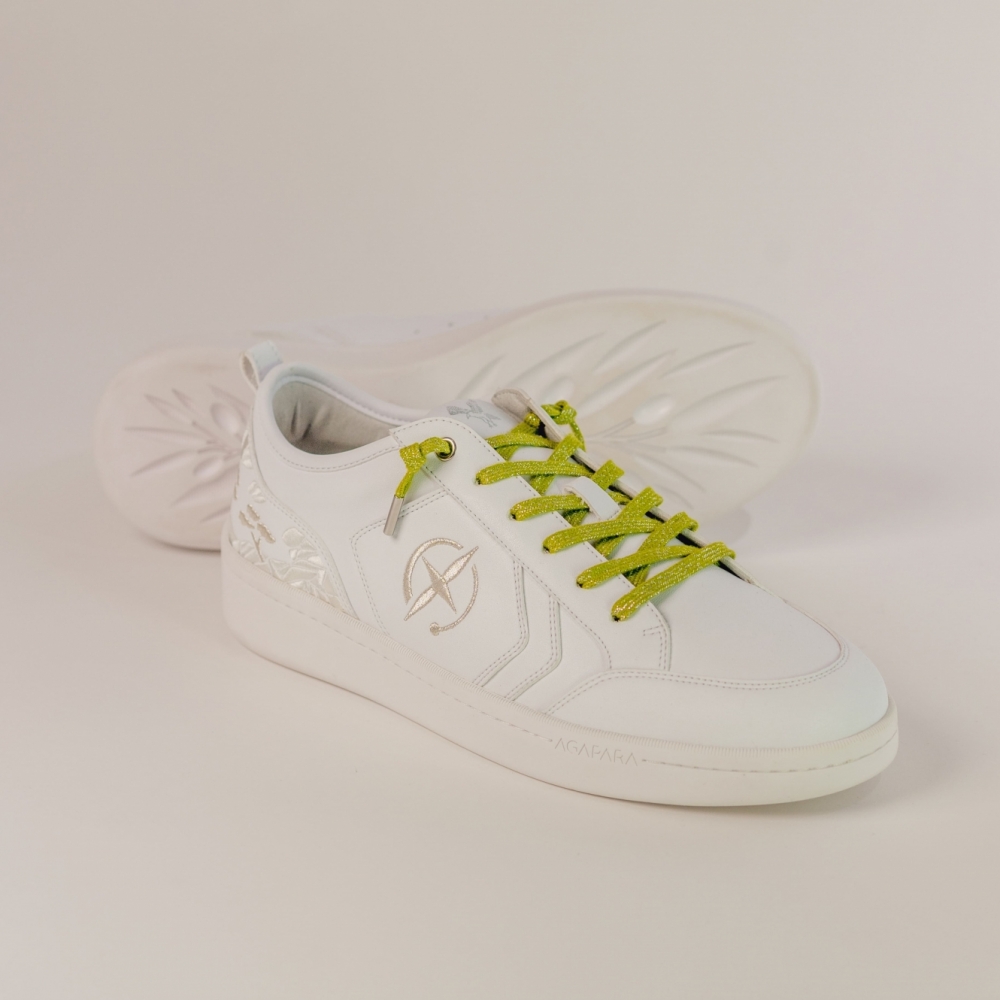 Lace - light green & silver Agapara
