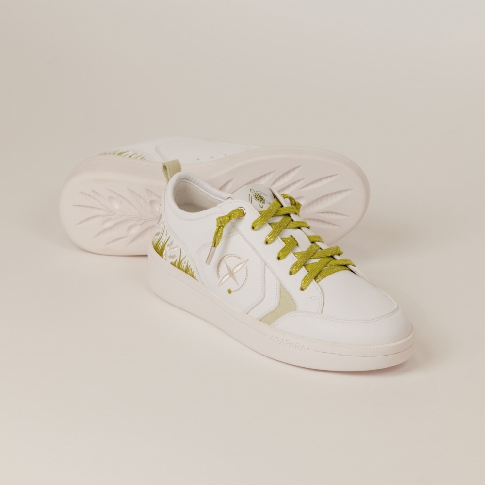 Lace - light green & silver Agapara